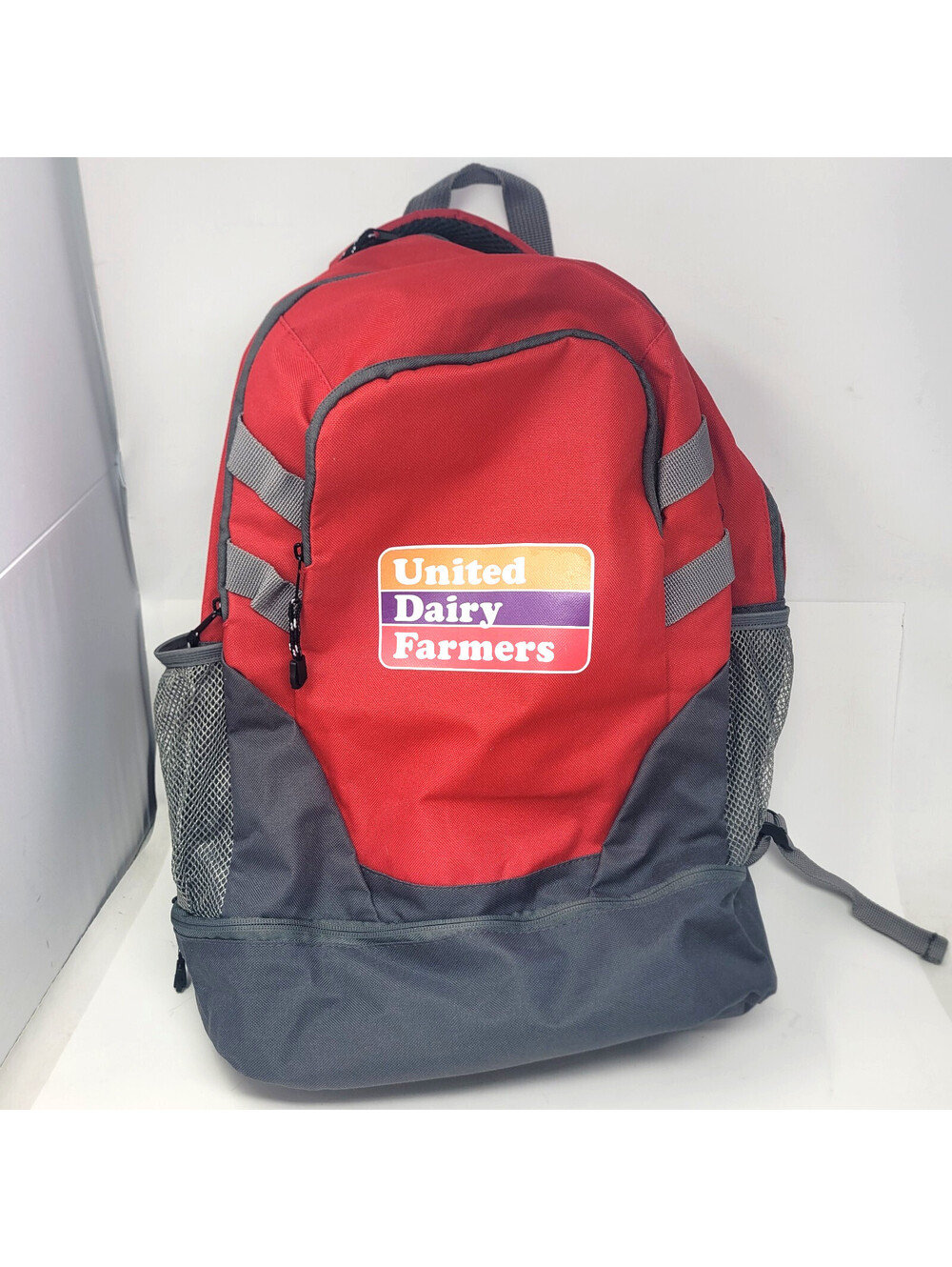 United Dairy Farmers UDF Backpack Red Gray Laptop Bookbag Travel Gym Bag